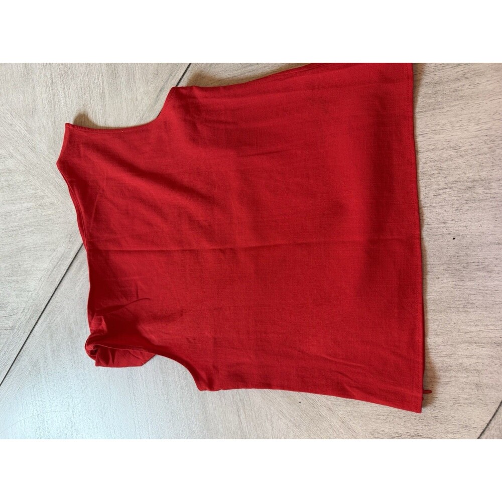 Mango Womens Red Twist Detail Sleeveless Cotton Top Size L NEW - Picture 8 of 12